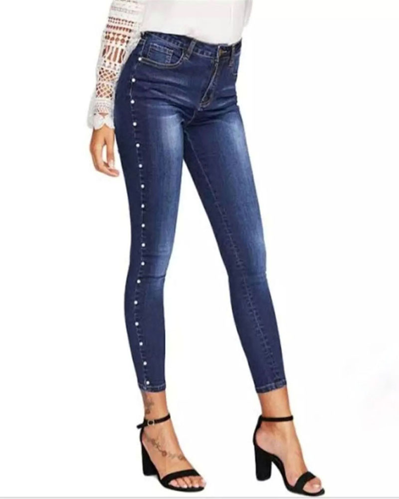 Custom Ladies Fitted Denim Long Pant Manufacturer